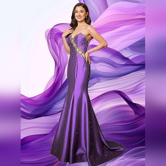 Zum Zum by Niki Livas Elegant Purple Embellished Prom Dress Zum Zum by Niki Livas Elegant Purple Embellished Prom Dress